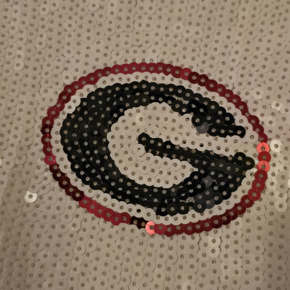 White Sequin Crop Top with UGA Logo Pattern - Picture 4 of 5